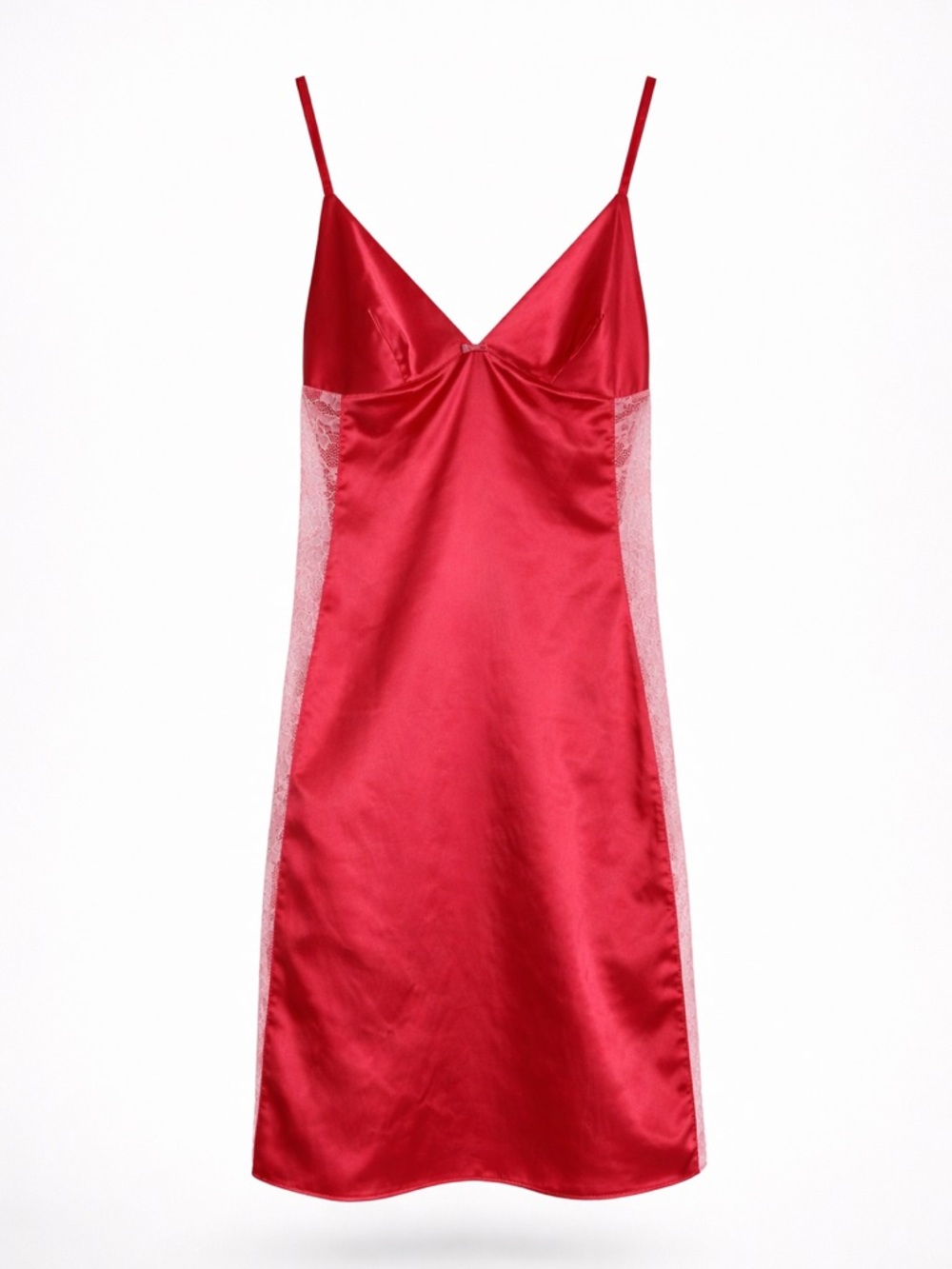 Calvin Klein Pink Satin‎ Slip Dress with Lace Trim- Size: Small